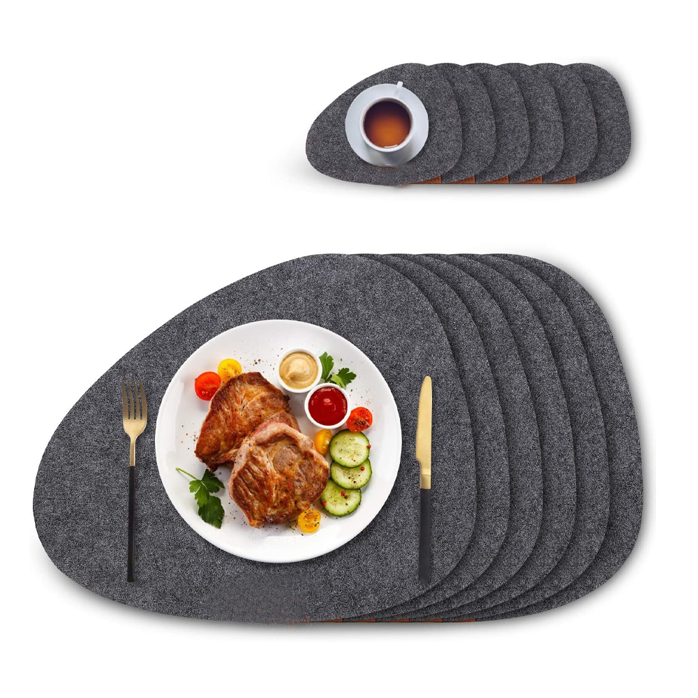Heat-Resistant Thick Washable Felt Placemats Set Table Mats Coasters