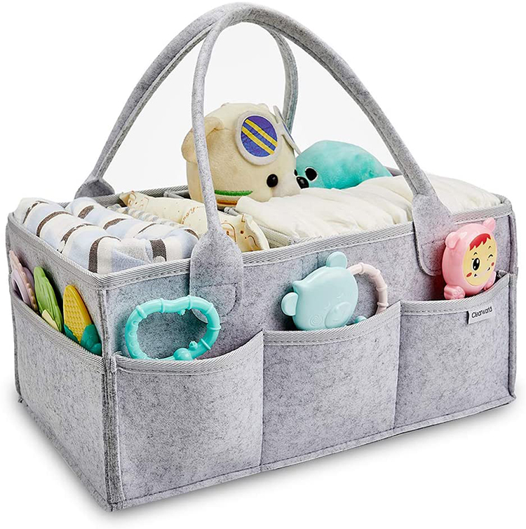 Custom Portable Multi Pocket Felt Diaper Caddy Bag