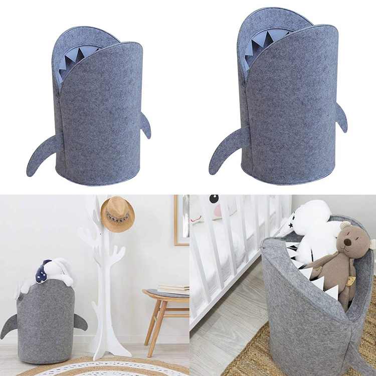 Wholesale Laundry Basket Animal Shark Basket Stackable Felt Laundry Basket