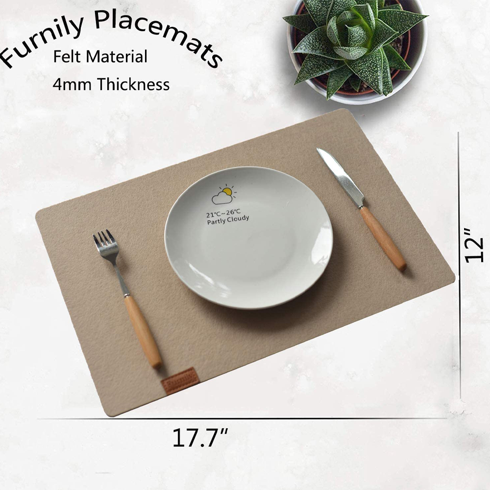 Custom High Quality Heat Resistant Washable Felt Table Mat Placemats