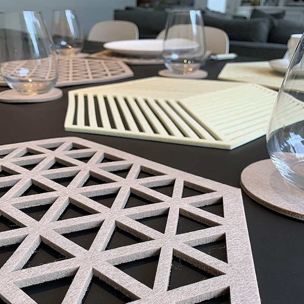 Felt Placemats Set Table Mats Non Slip Heat Resistant Felt Placemat Coaster