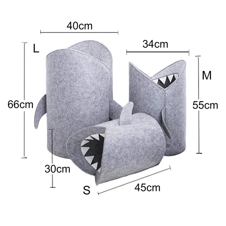 Wholesale Laundry Basket Animal Shark Basket Stackable Felt Laundry Basket