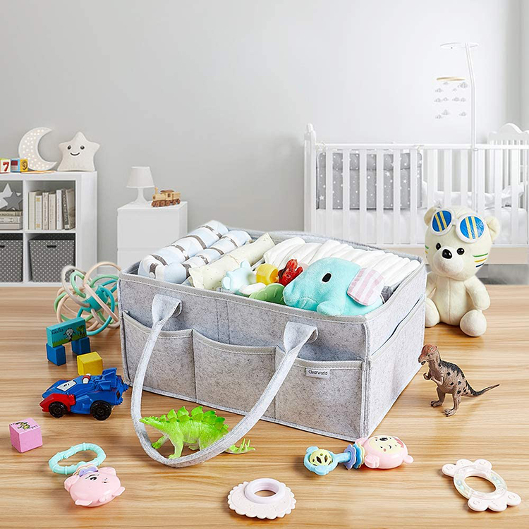 Custom Portable Multi Pocket Felt Diaper Caddy Bag