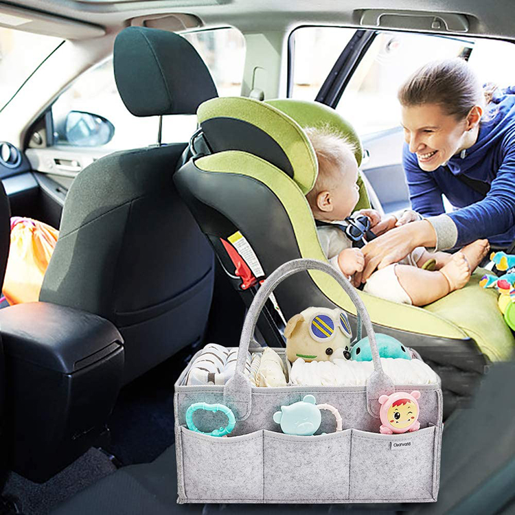 Custom Portable Multi Pocket Felt Diaper Caddy Bag