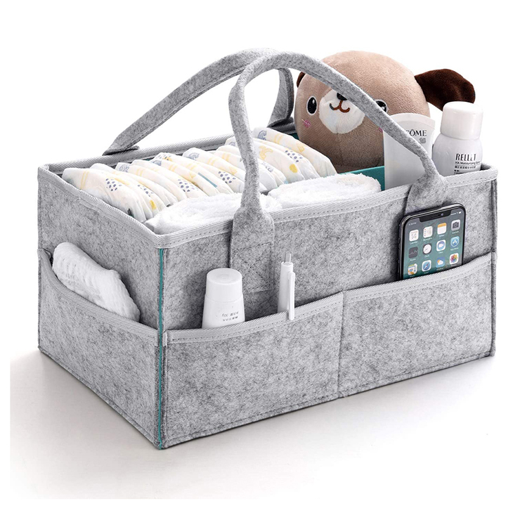 Factory Supply Foldable Sturdy Felt Diaper Caddy Infant Nursery Organized Bag