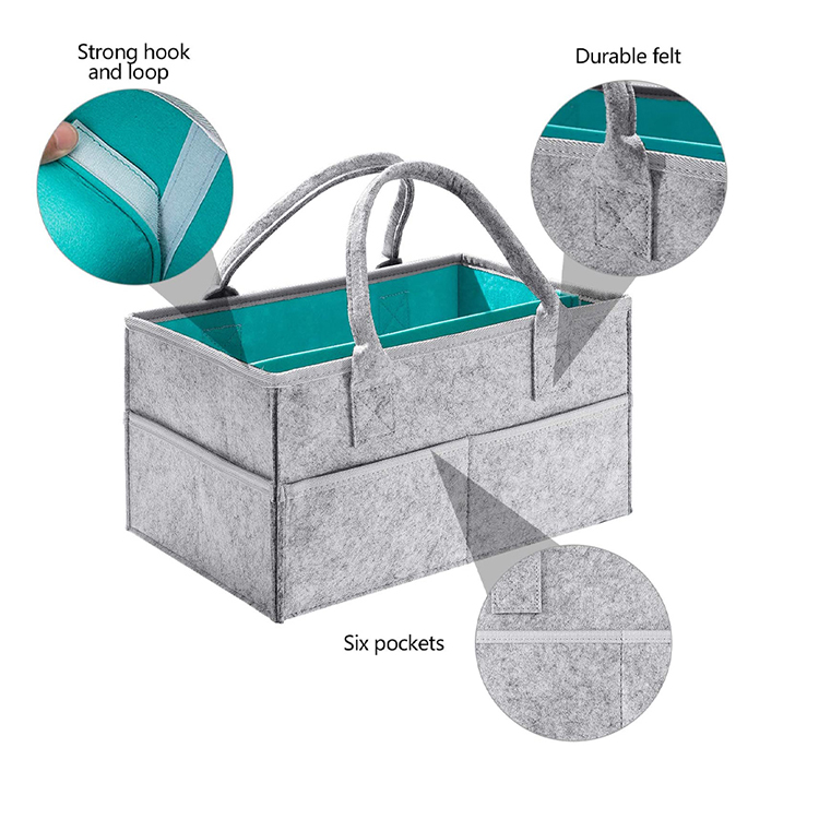Factory Supply Foldable Sturdy Felt Diaper Caddy Infant Nursery Organized Bag