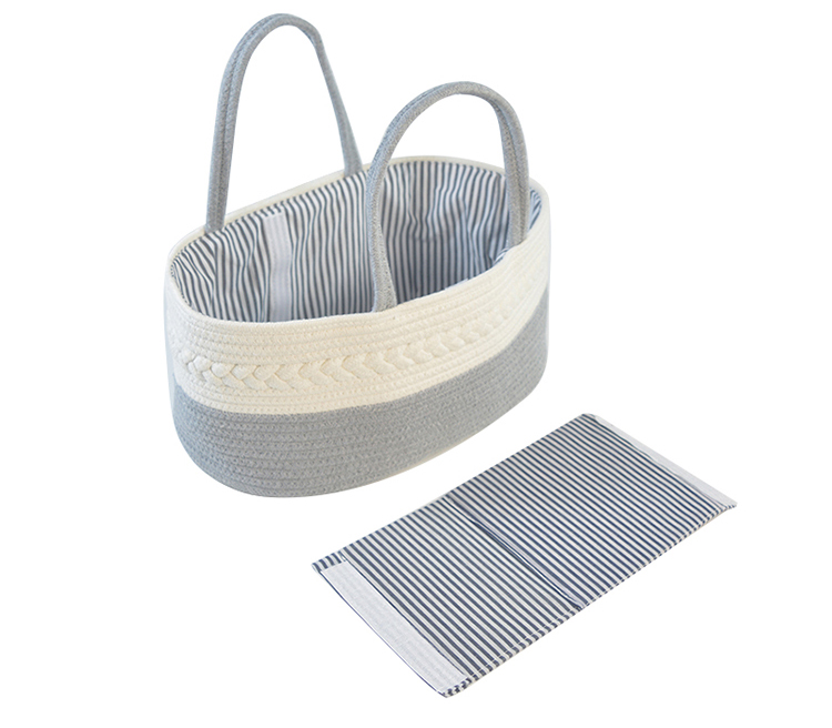 Handmade Large Woven Cotton Rope Baby Nursery Caddy Diaper Organizer Basket