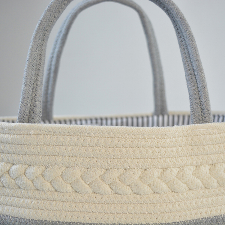 Handmade Large Woven Cotton Rope Baby Nursery Caddy Diaper Organizer Basket