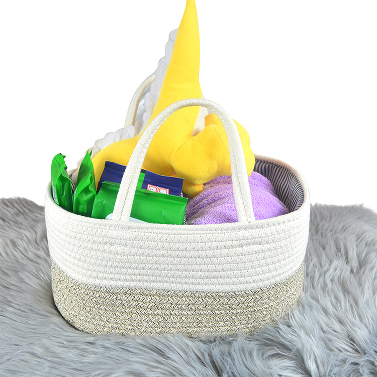 Factory Portable Baby Diaper Caddy Organizer Nursery Cotton Rope Storage Basket Bin