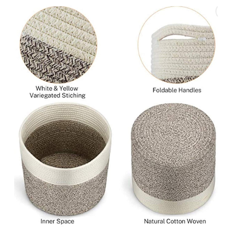 Home Decor Sundries Organizer Woven Cotton Rope Plant Flower Baskets